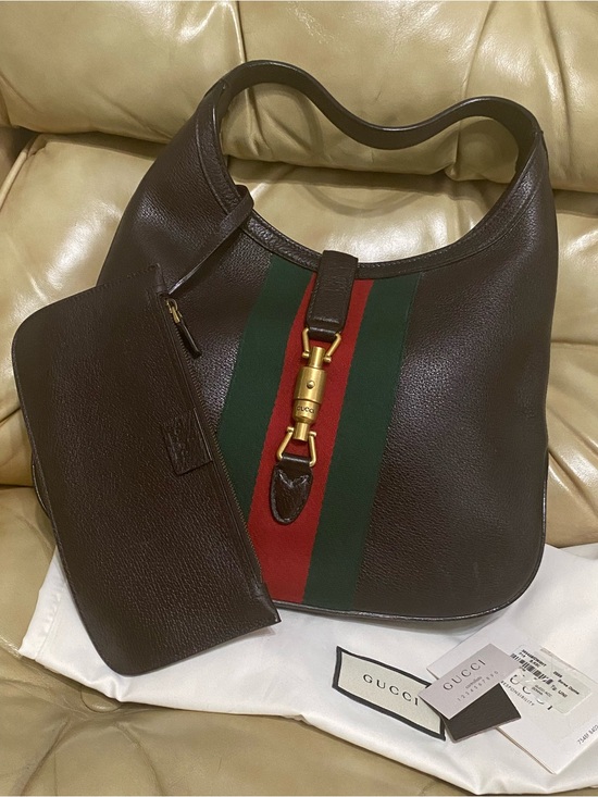 Gucci Handbags - Spectacular Gucci "New Jackie" Hobo Leather Web Stripe w/Pouch 1961